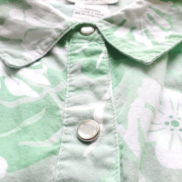 VTG Long Sleeve Cotton Shirt Dress Plus Sz 3X Green Floral Pearl Snap Pockets - Picture 4 of 12